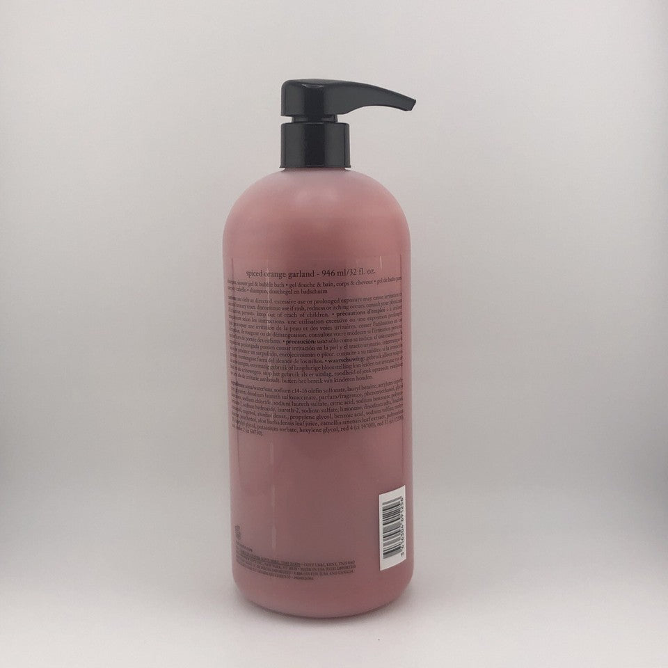 Philosophy Spiced Orange Garland Shampoo Shower Gel Bubble Bath 32 oz with Pump